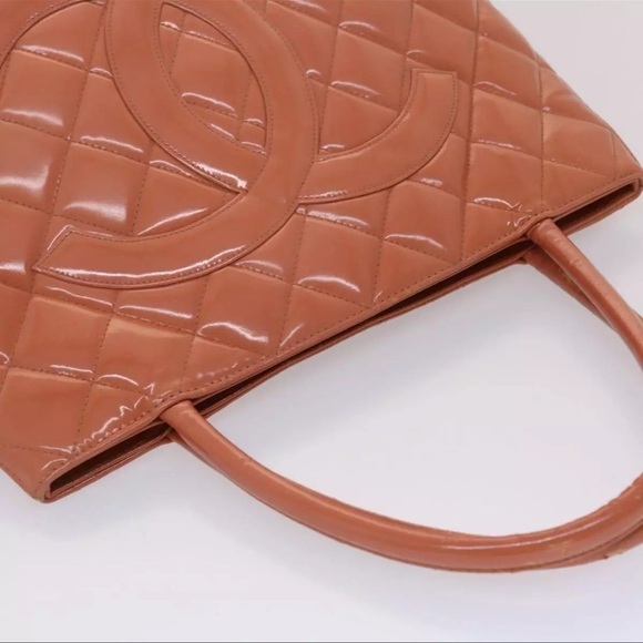 💎💕CHANEL Tote Bag Patent leather Reprint Pink CC Auth am4588 - Picture 7 of 16